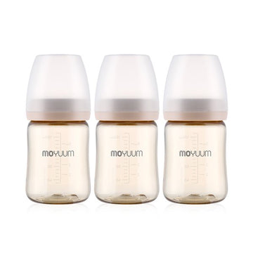 Moyuum Baby Bottle with Real Fit Nipple Level 1 Beige / 170ml (0 to 3 months) (Pack of 3)