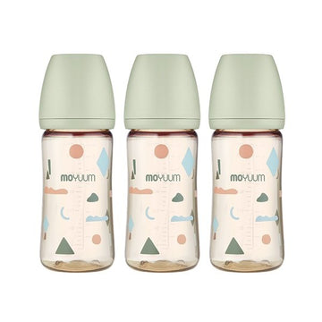 Moyuum PPSU All-in-One Baby Bottle 270ml (3+ Months) Pack of 3 Cloud Edition