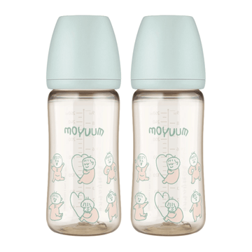 Moyuum PPSU All - in - One Baby Bottle 270ml (3+ Months) Pack of 2 Dear Dear Edition - Mint - shop_name uae and saudi arab