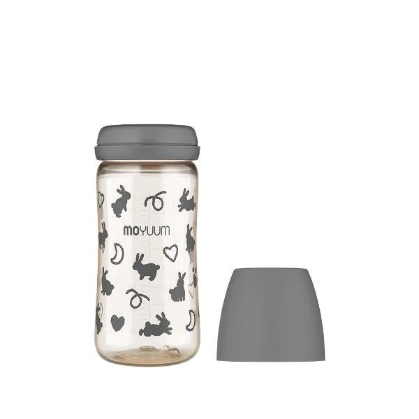 Moyuum PPSU All - in - One Baby Bottle with Nipple 270 ml (3+ Months) (Rabbit Edition - Grey) - shop_name uae and saudi arab