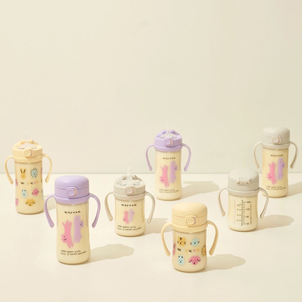 Moyuum PPSU All - in - one One - touch Straw cup With Cat Edition Purple 270ml (3+ Months) - shop_name uae and saudi arab