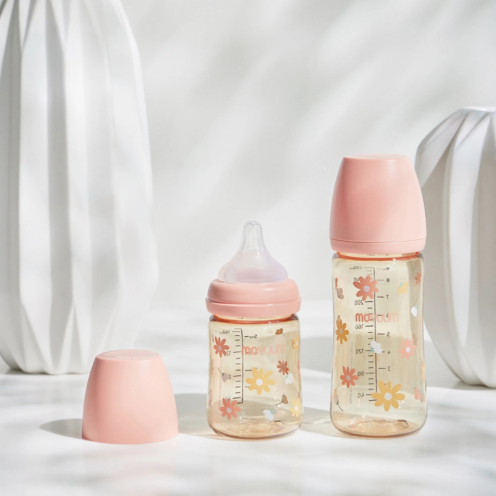 Moyuum PPSU All-in-One Baby Bottle 270ml  (3+ Months) Pack of 3 Daisy Edition