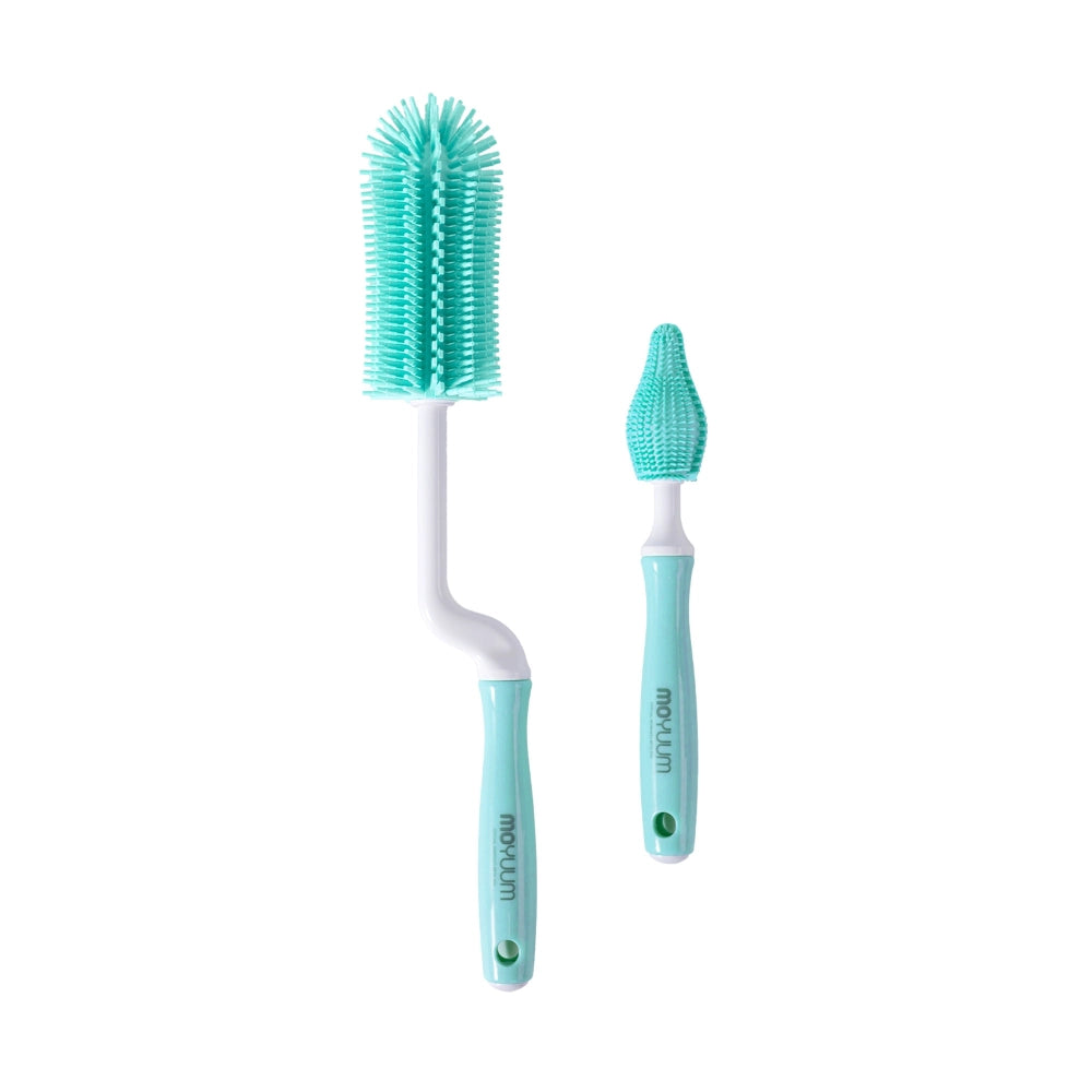 Moyuum PPSU All-in-one Baby Bottle 270ml (3+ Months) Pack of 2 Dear Dear Edition Mint + Brush set Mint