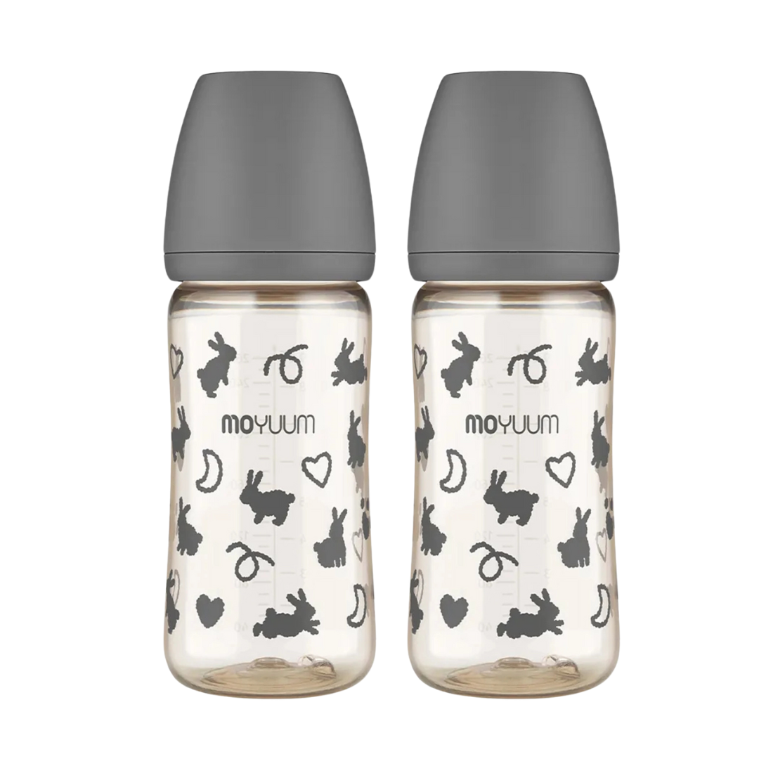 Moyuum PPSU All-in-One Baby Bottle 270ml (3+ Months) Pack of 2 Black Rabbit Edition
