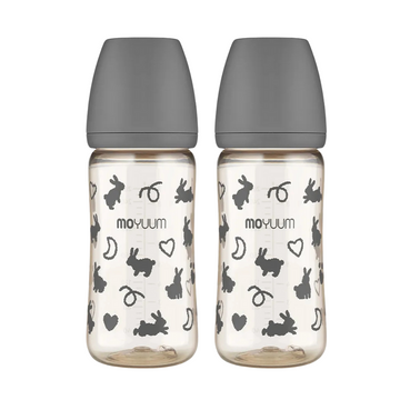 Moyuum PPSU All-in-One Baby Bottle 270ml (3+ Months) Pack of 2 Black Rabbit Edition