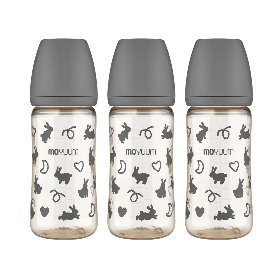 Moyuum PPSU All-in-One Baby Bottle 270ml (3+ Months) Pack of 3 Black Rabbit Edition