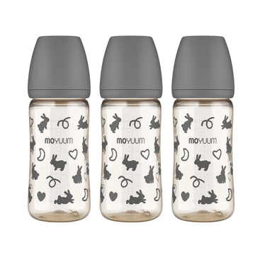 Moyuum PPSU All-in-One Baby Bottle 270ml (3+ Months) Pack of 3 Black Rabbit Edition