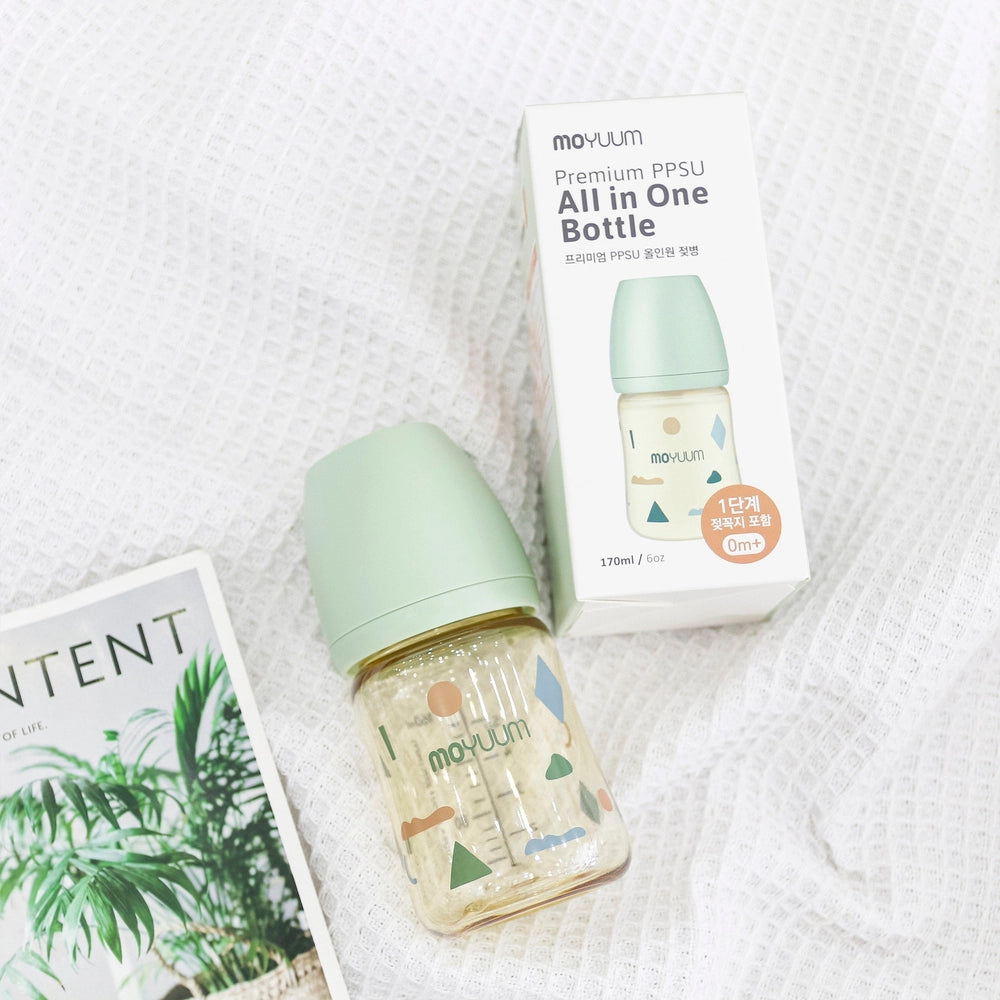 Moyuum PPSU All-in-One Baby Bottle with Nipple 170 ml (0 to 3 Months) (Cloud Edition)