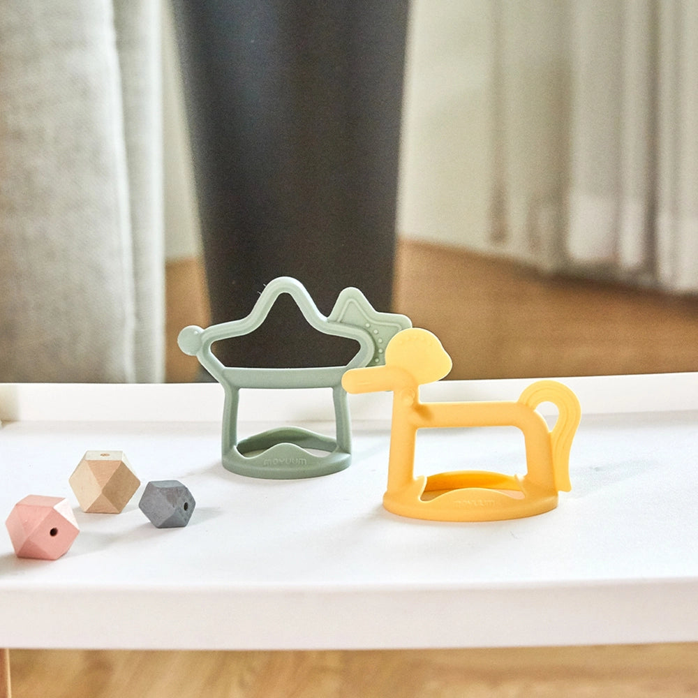 Moyuum Silicone Teether Gift Pack Set for Babies (Star Sage + Pony Yellow)