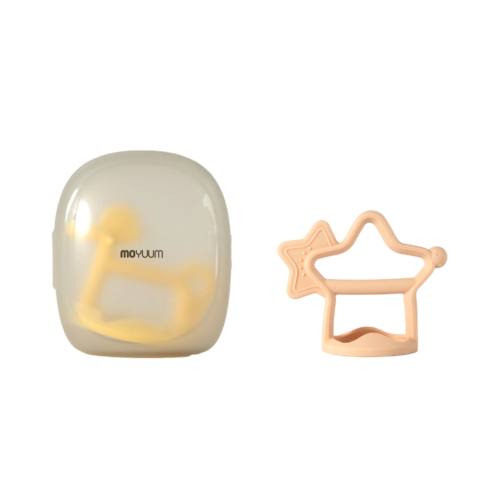 Moyuum Slilicone Teether Gift Pack Set (Star Coral Beige + Pony Yellow)