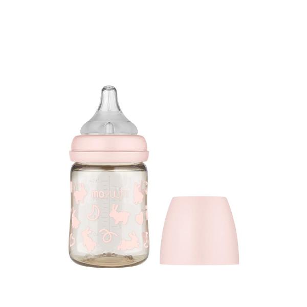 Moyuum PPSU All-in-One Baby Bottle with Nipple 170 ml (0 to 3 months) (Rabbit Edition - Pink)