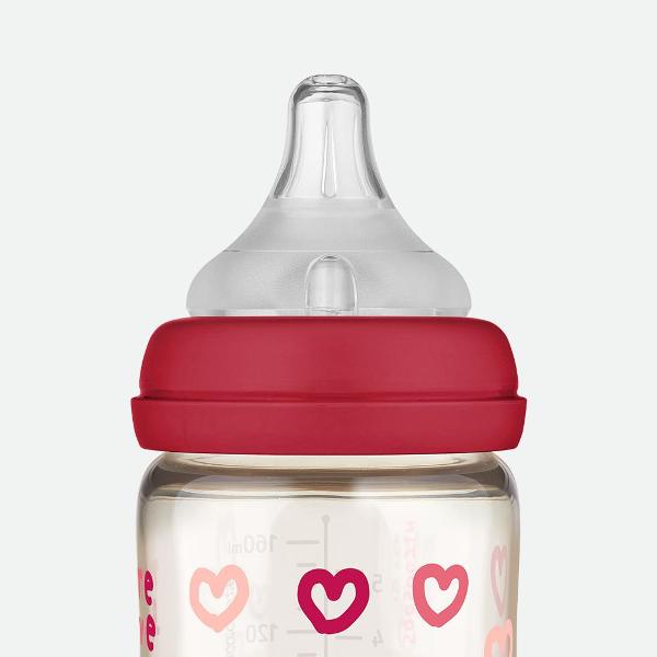 Moyuum PPSU All-in-One Baby Bottle with Nipple  170 ml (0 to 3 months) (More love (SOOSOOJIN) Edition - Cherry)