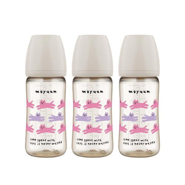 PPSU All-in-one baby bottle nipple 270ml (3+ Months) Withcat Edition Triple Pack  (gray),