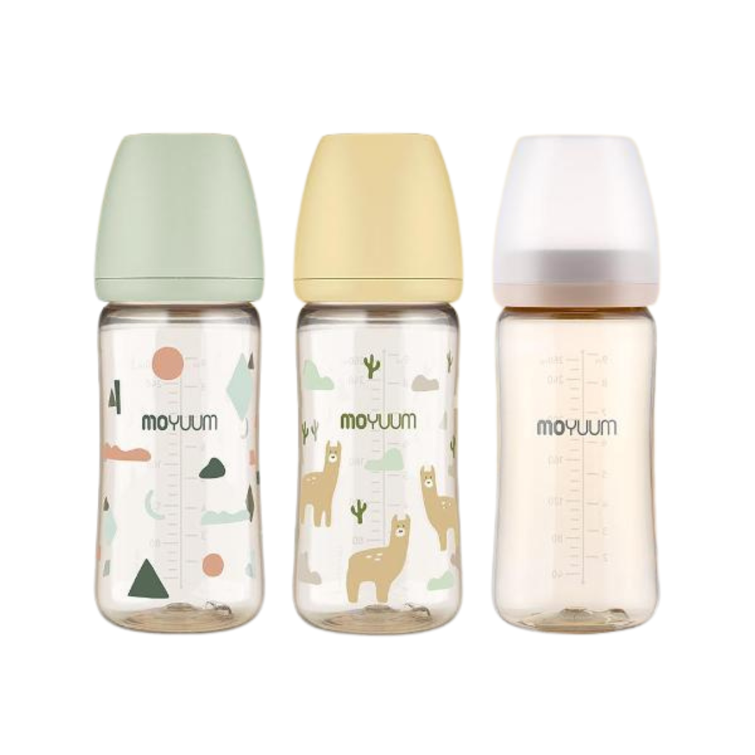 Moyuum PPSU All-in-one Baby Bottle  270ml (3+ Months) Pack of 3 (Cloud + Llama + Basic)