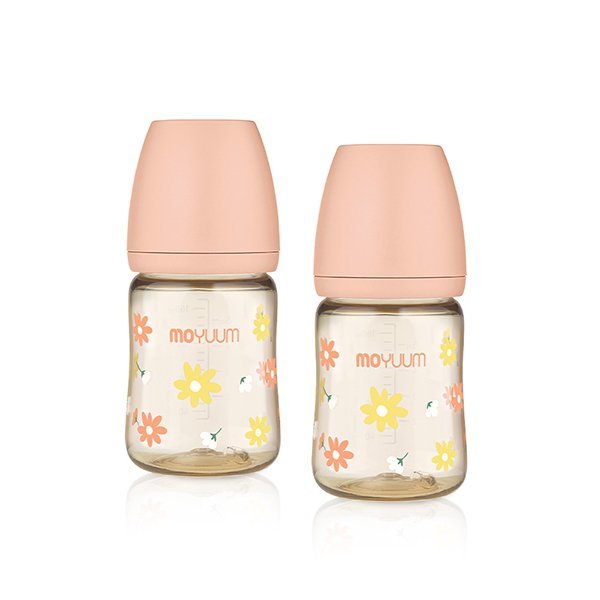 Moyuum Baby Bottle Daisy Edition 170ml (0 to 3 months) with nipple level 1 Pack of 2 - shop_name uae and saudi arab