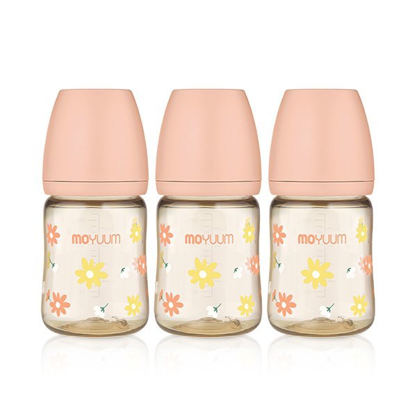 Moyuum Baby Bottle Daisy Edition 170ml (0 to 3 months) with nipple level 1 Pack of 3 - shop_name uae and saudi arab
