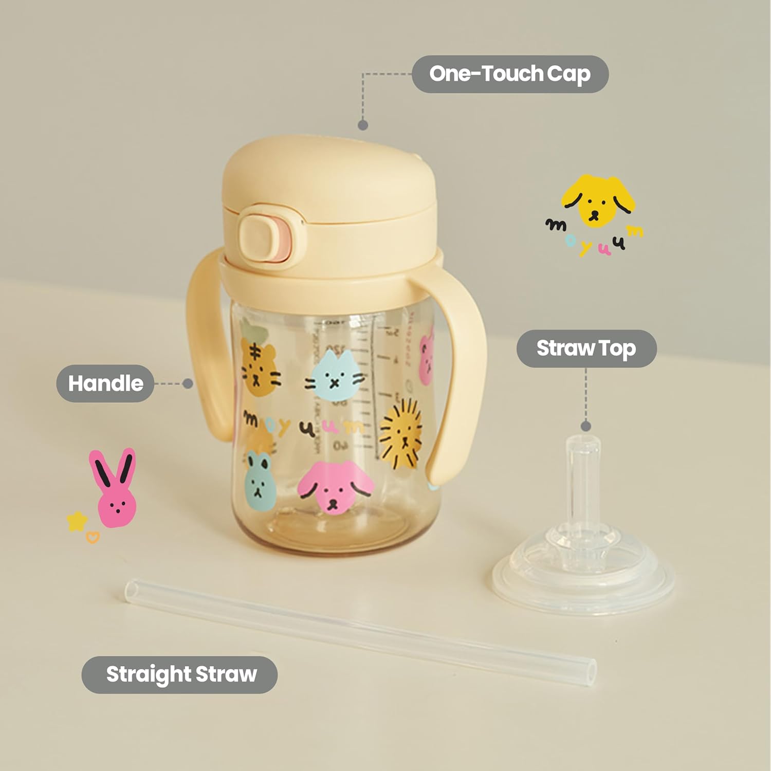 Moyuum One - Touch Straw Cup 270 ML (3+ Months) - With Suction Cup/handle - shop_name uae and saudi arab
