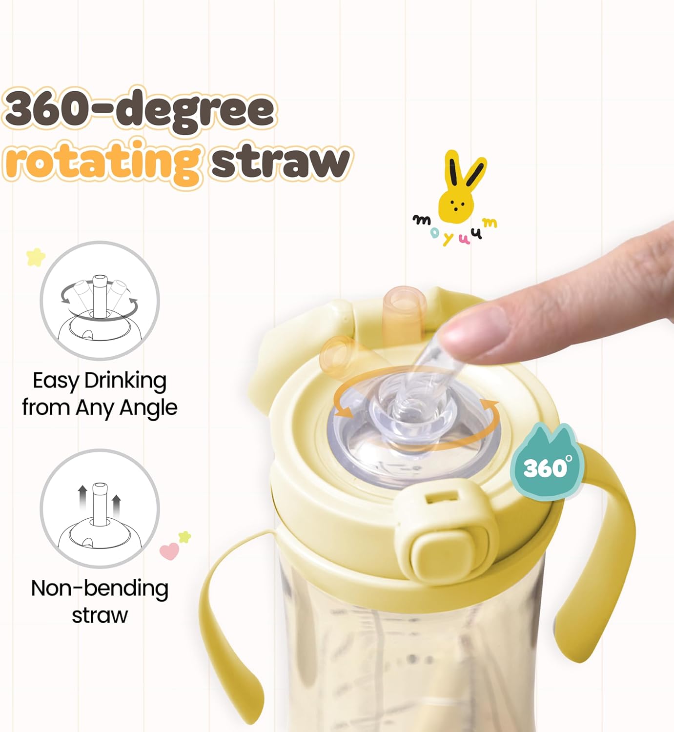 Moyuum One - Touch Straw Cup 270 ML (3+ Months) - With Suction Cup/handle - shop_name uae and saudi arab