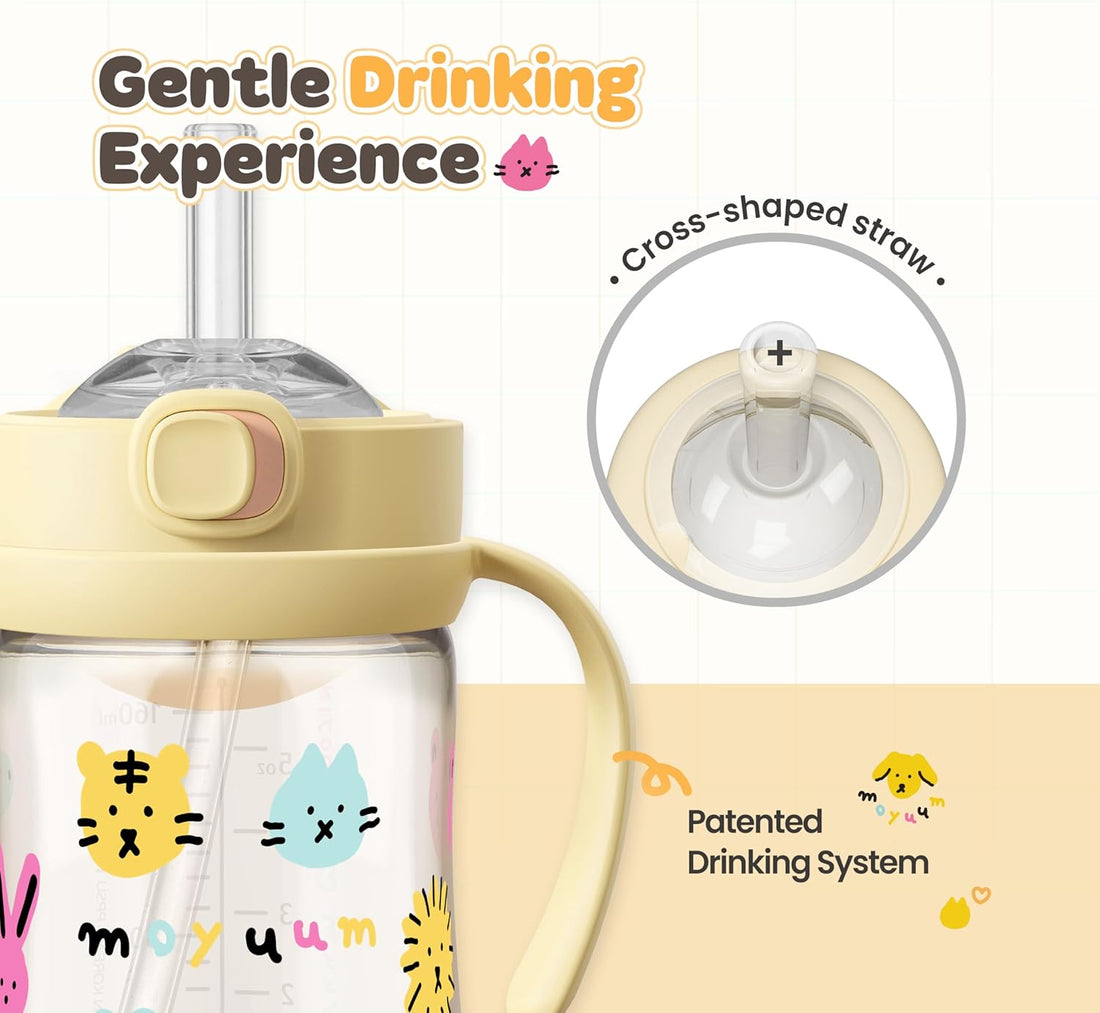 Moyuum One - Touch Straw Cup 270 ML - With Suction Cup/handle (Bundle) - shop_name uae and saudi arab