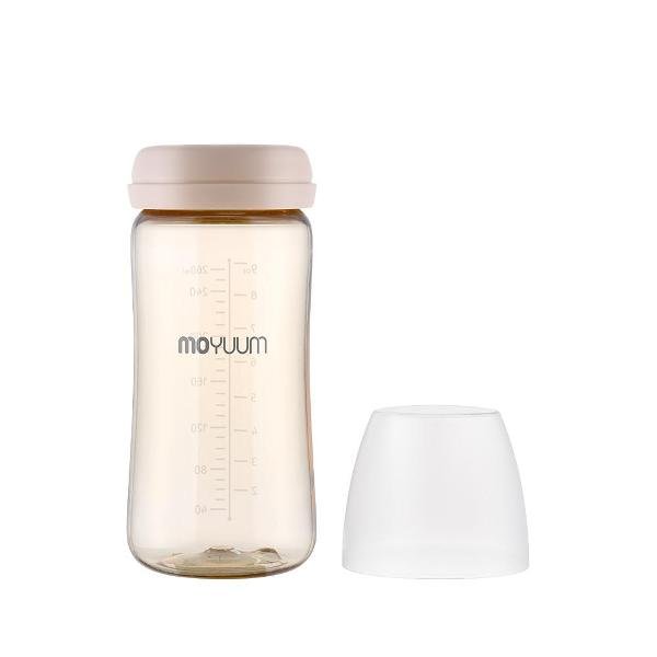 Moyuum PPSU All - in - one Baby Bottle 270ml (3+ Months) Pack of 2 (Basic) + Brush set Coral Beige - shop_name uae and saudi arab