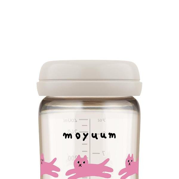 Moyuum PPSU All - in - One Baby Bottle 270ml (3+ Months) Pack of 2 Cat Edition Grey - shop_name uae and saudi arab