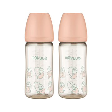 Moyuum PPSU All - in - One Baby Bottle 270ml (3+ Months) Pack of 2 Dear Dear Edition - Coral Pink - shop_name uae and saudi arab
