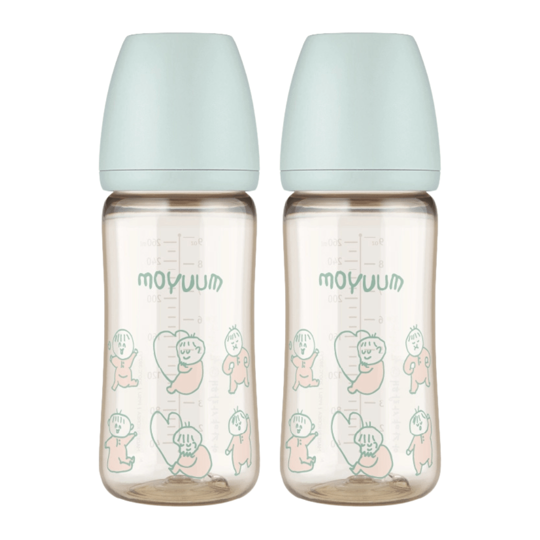 Moyuum PPSU All - in - One Baby Bottle 270ml (3+ Months) Pack of 2 Dear Dear Edition - Mint - shop_name uae and saudi arab