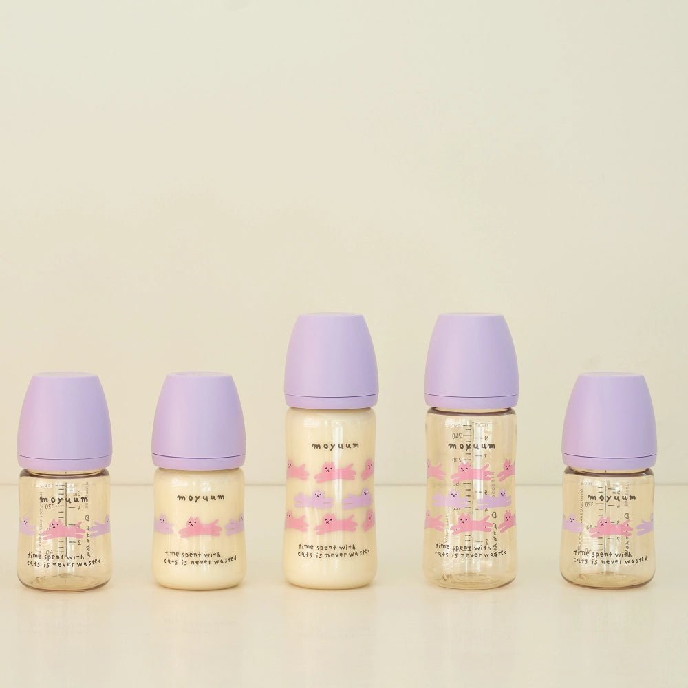 Moyuum PPSU All - in - One Baby Bottle 270ml (3+ Months) Pack of 2 Purple Cat Edition - shop_name uae and saudi arab