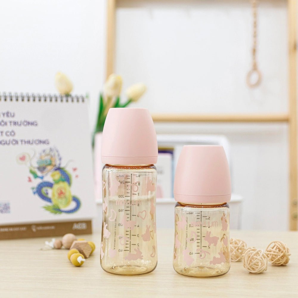 Moyuum PPSU All - in - One Baby Bottle 270ml (3+ Months) Pack of 2 Rabbit Edition - Pink - shop_name uae and saudi arab