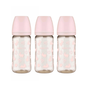 Moyuum PPSU All - in - One Baby Bottle 270ml (3+ Months) Pack of 3 Rabbit Edition - Pink - shop_name uae and saudi arab