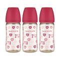 Moyuum PPSU All - in - one Baby Bottle More Love(SOOSOOJIN) Edition Cherry 270ml (3+ Months) Pack of 3 - shop_name uae and saudi arab