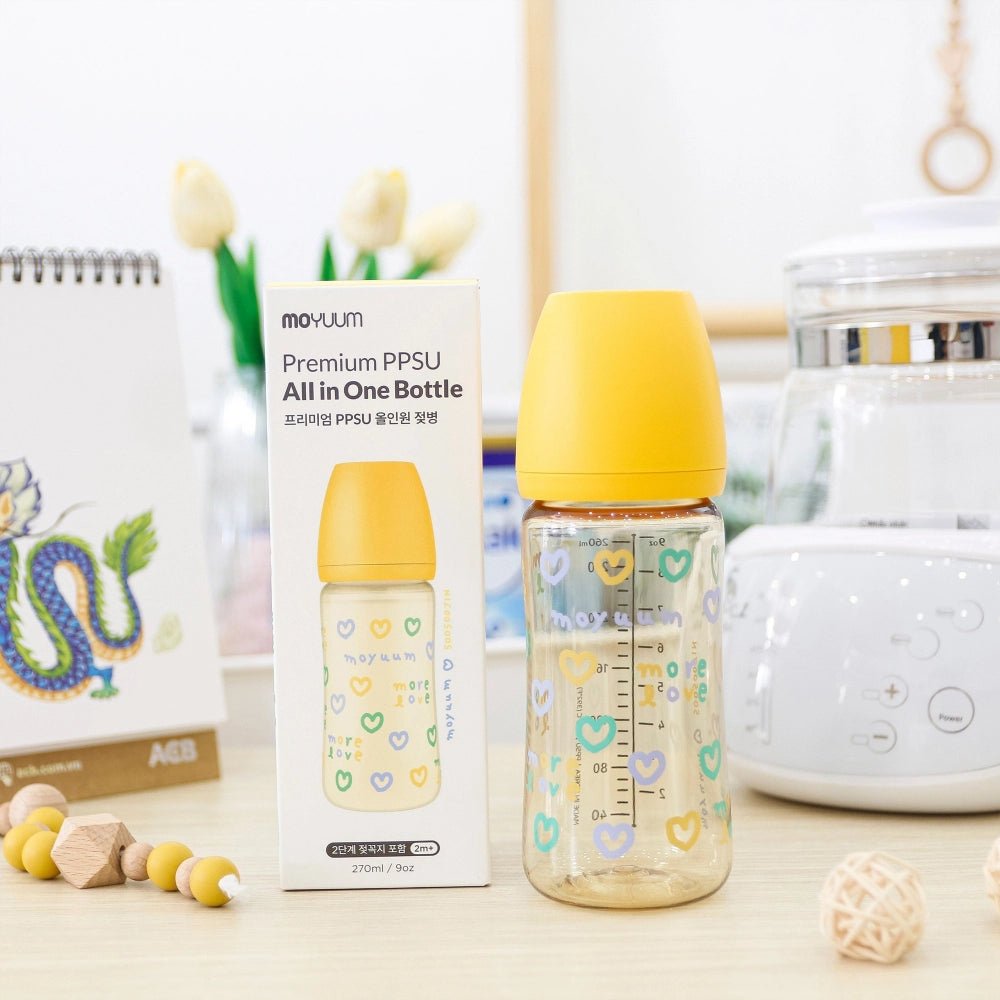 Moyuum PPSU All - in - one Baby Bottle More Love(SOOSOOJIN) Edition Yellow 270ml (3+ Months) Pack of 2 - shop_name uae and saudi arab
