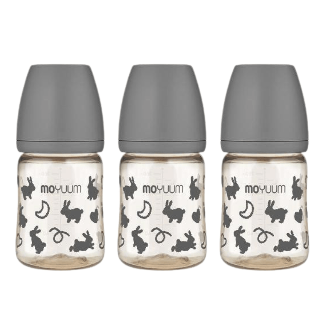 Moyuum PPSU All - in - one Baby Bottle Rabbit Edition Black 170ml (0 to 3 months) Pack of 3 - shop_name uae and saudi arab