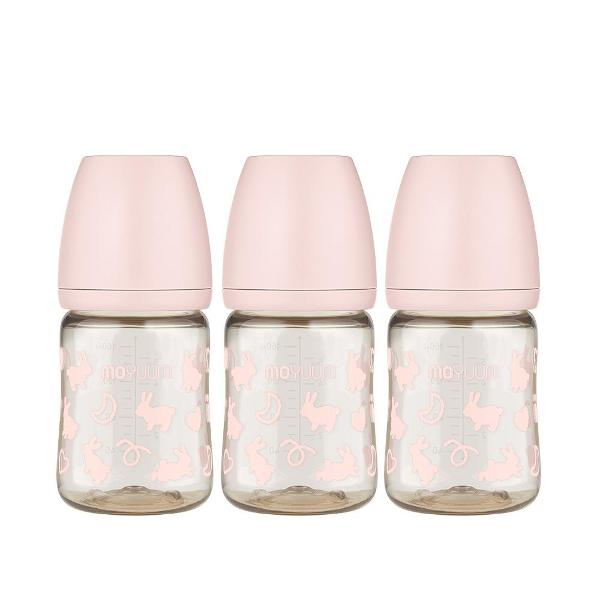 Moyuum PPSU All - in - one Baby Bottle Rabbit Edition Pink 170ml (0 to 3 months) Pack of 3 - shop_name uae and saudi arab
