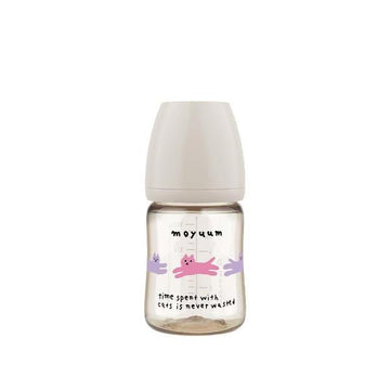 Moyuum PPSU All - in - One Baby Bottle with Nipple 170 ml (0 to 3 months) (Cat Edition - Grey) - shop_name uae and saudi arab