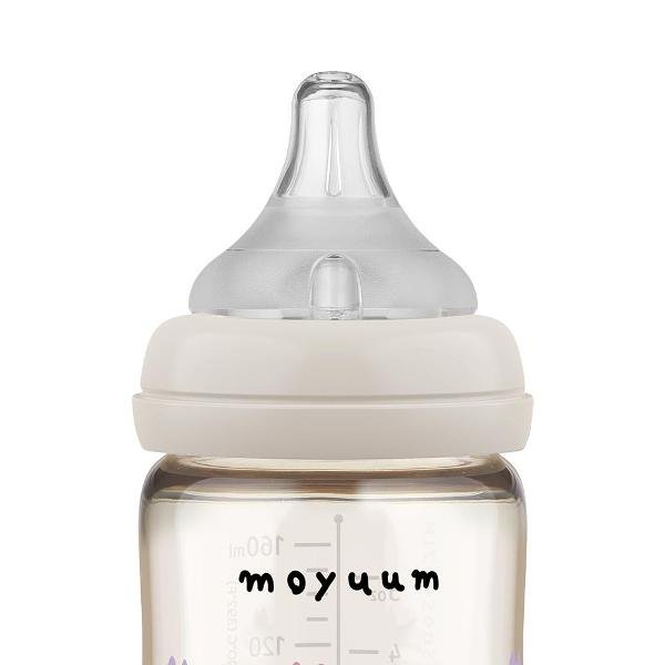 Moyuum PPSU All - in - One Baby Bottle with Nipple 170 ml (0 to 3 months) (Cat Edition - Grey) - shop_name uae and saudi arab