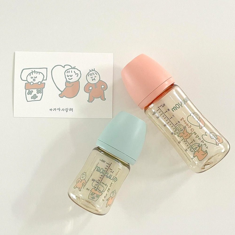 Moyuum PPSU All - in - One Baby Bottle with Nipple 170 ml (0 to 3 Months) (Dear Dear Edition - Coral Pink) - shop_name uae and saudi arab