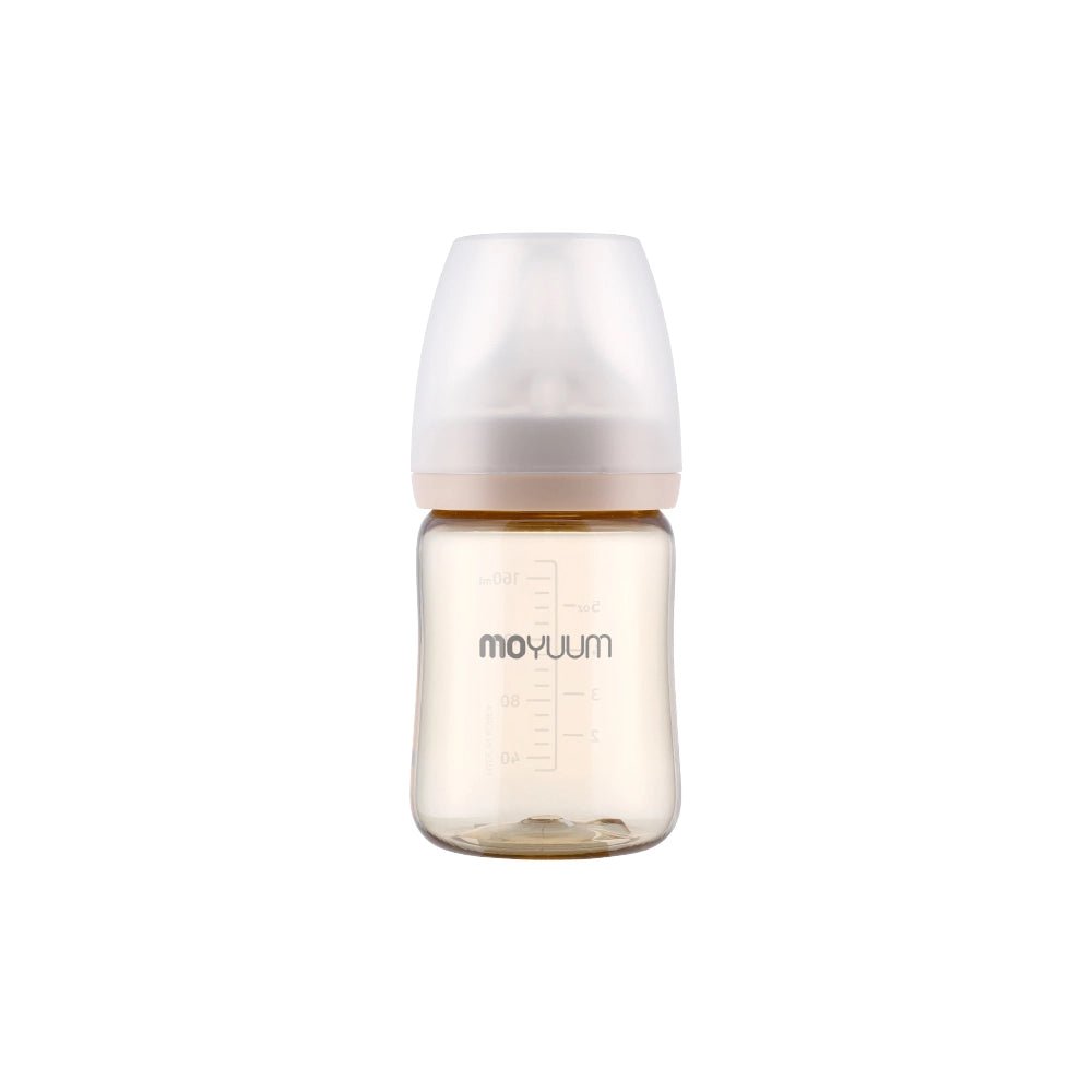 Moyuum PPSU All - in - One Baby Bottle with Nipple 170 ml (0 to 3 months) (More love (Real Fit Nipple - Beige) - shop_name uae and saudi arab