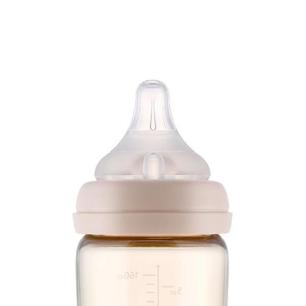 Moyuum PPSU All - in - One Baby Bottle with Nipple 170 ml (0 to 3 months) (More love (Real Fit Nipple - Beige) - shop_name uae and saudi arab