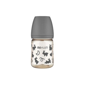 Moyuum PPSU All - in - One Baby Bottle with Nipple 170 ml (0 to 3 months) (Rabbit Edition - Grey) - shop_name uae and saudi arab
