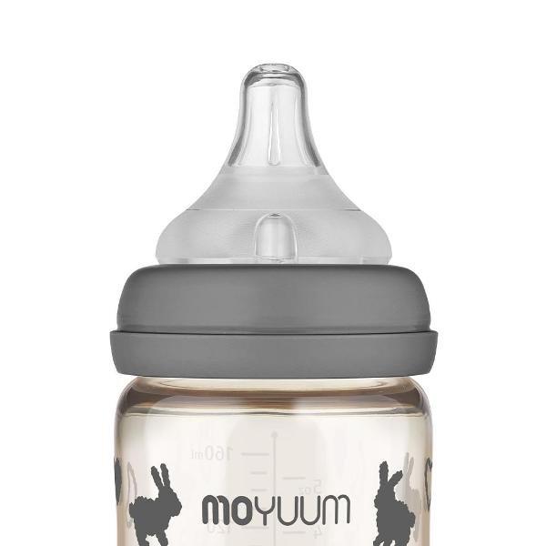 Moyuum PPSU All - in - One Baby Bottle with Nipple 170 ml (0 to 3 months) (Rabbit Edition - Grey) - shop_name uae and saudi arab