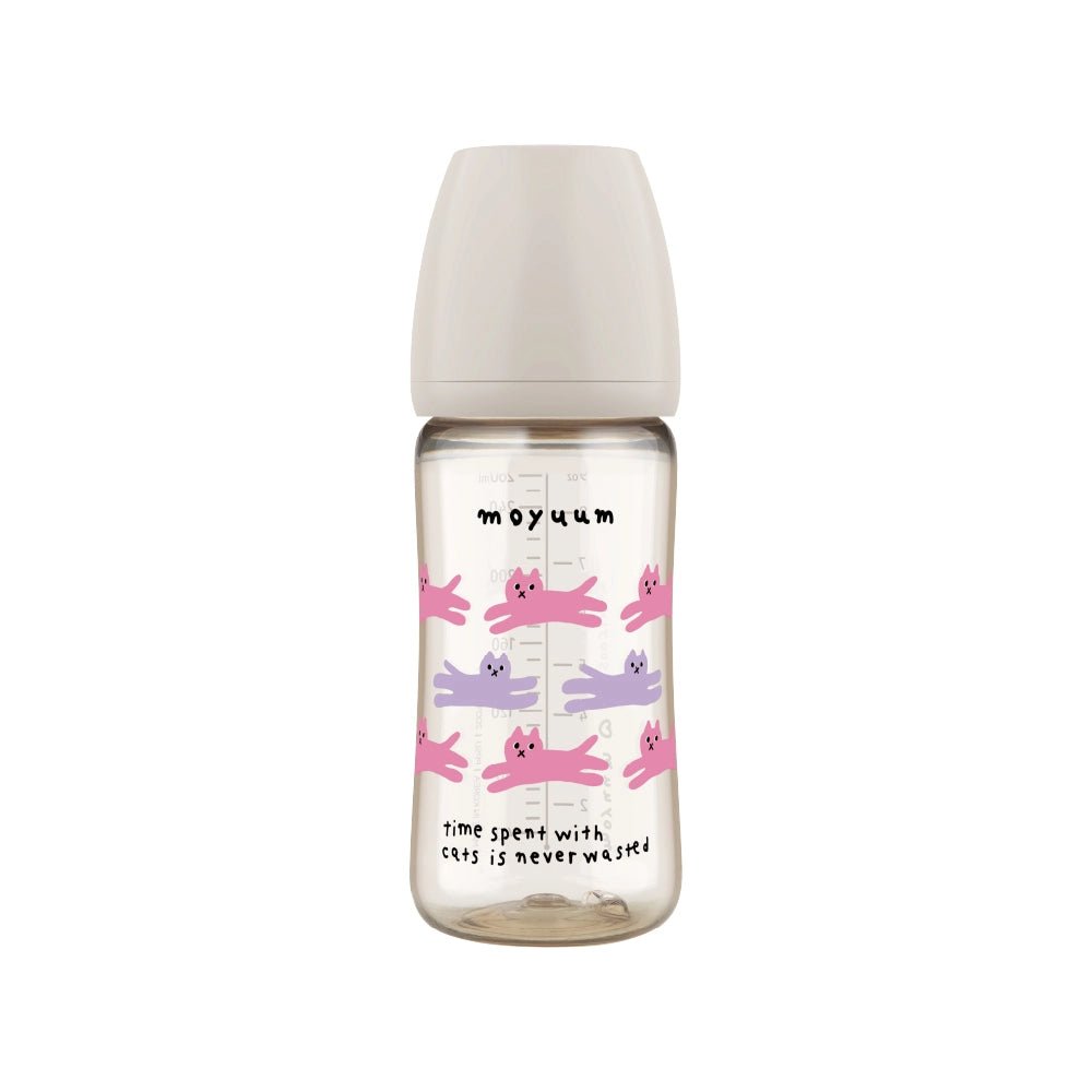 Moyuum PPSU All - in - One Baby Bottle with Nipple 270 ml (3+ Months) (Cat Edition - Grey) - shop_name uae and saudi arab