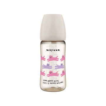 Moyuum PPSU All - in - One Baby Bottle with Nipple 270 ml (3+ Months) (Cat Edition - Grey) - shop_name uae and saudi arab
