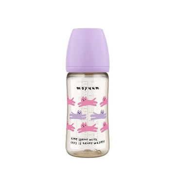 Moyuum PPSU All - in - One Baby Bottle with Nipple 270 ml (3+ Months) (Cat Edition - Purple) - shop_name uae and saudi arab