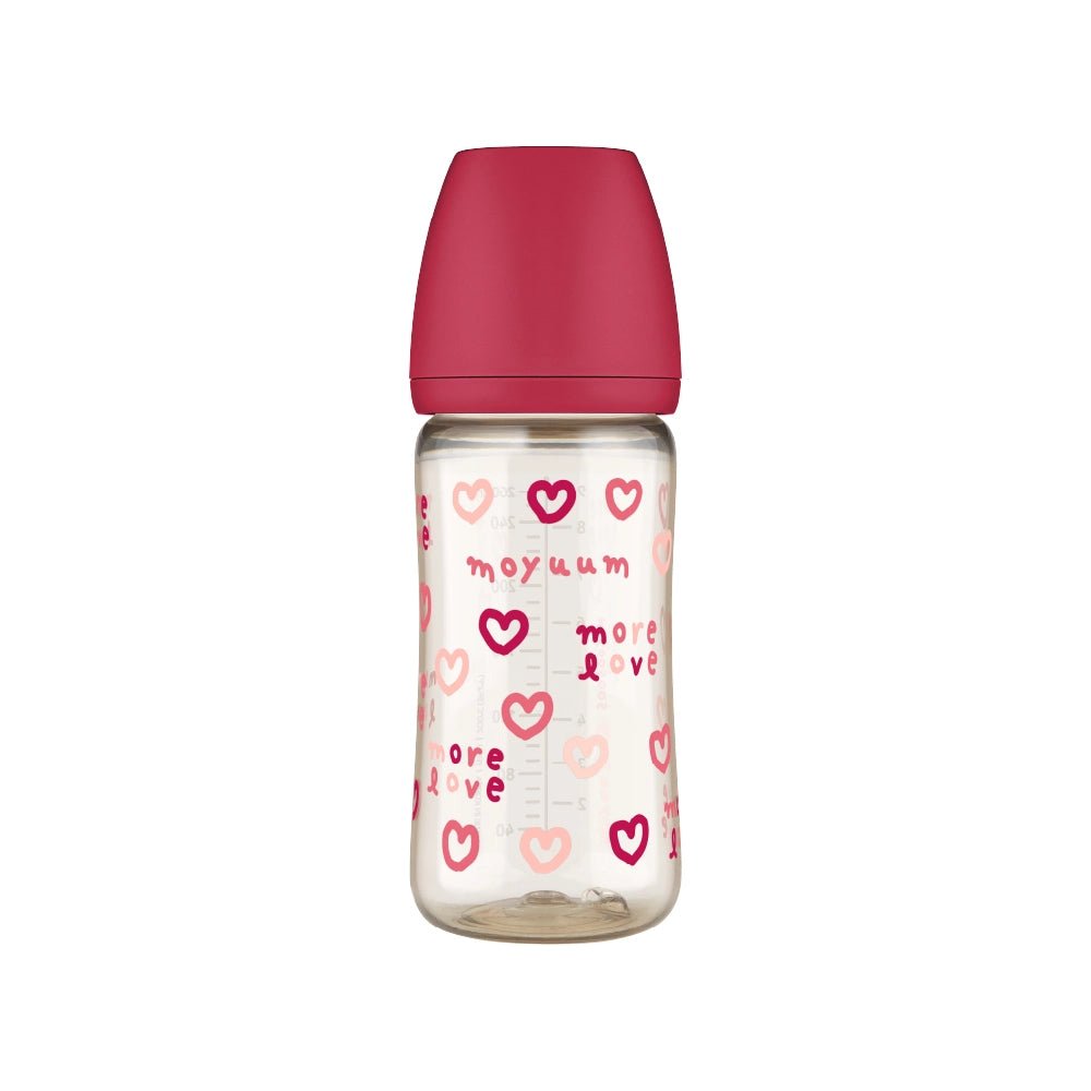 Moyuum PPSU All - in - One Baby Bottle with Nipple 270 ml (3+ Months) (More love (SOOSOOJIN) Edition - Cherry) - shop_name uae and saudi arab