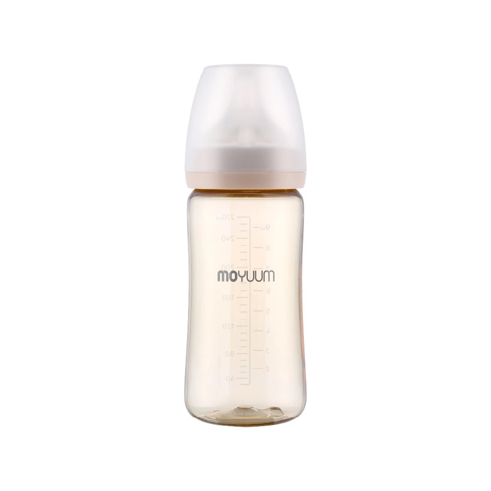 Moyuum PPSU All - in - One Baby Bottle with Nipple 270 ml (3+ Months) (Real Fit Nipple - Beige) - shop_name uae and saudi arab
