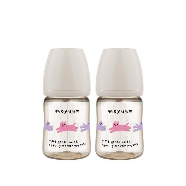 Moyuum PPSU All - in - one Bottle 170ml (0 to 3 months) Pack of 2 - Cat Edition (Grey) - shop_name uae and saudi arab