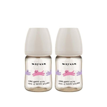Moyuum PPSU All - in - one Bottle 170ml (0 to 3 months) Pack of 2 - Cat Edition (Grey) - shop_name uae and saudi arab