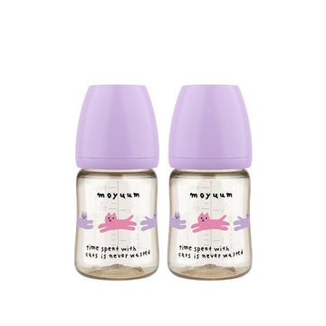 Moyuum PPSU All - in - one Bottle 170ml (0 to 3 months) Pack of 2 cat Edition (Purple) - shop_name uae and saudi arab