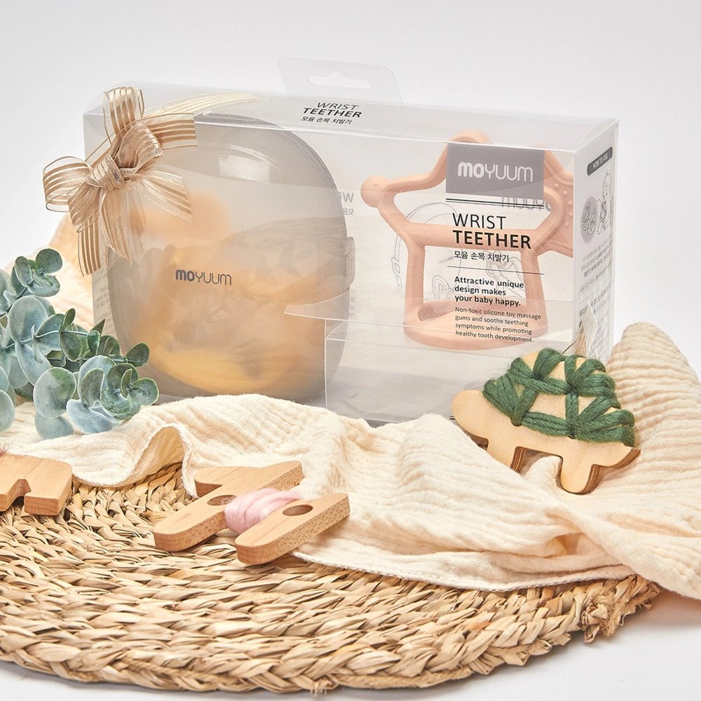 Moyuum Silicone Teether Gift Pack Set (Star Coral Beige + Pony Yellow) - shop_name uae and saudi arab